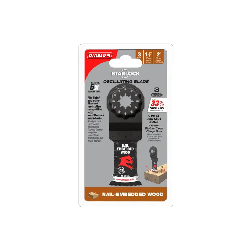 1-1/4" Starlock Bi-Metal Oscillating Blades – Nail-Embedded Wood (3-Pack) 1