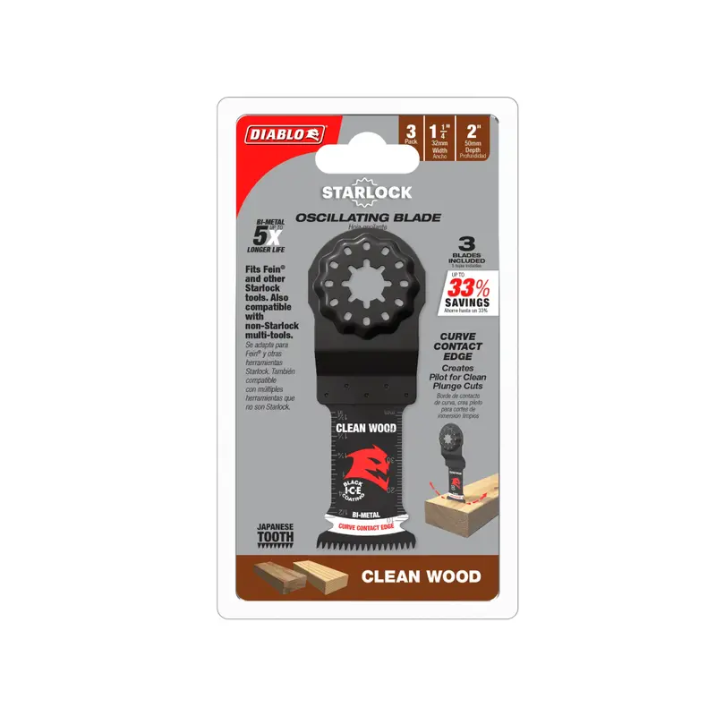 1-1/4" Starlock Bi-Metal Oscillating Blades – Smooth Wood Cuts (3-Pack) 1
