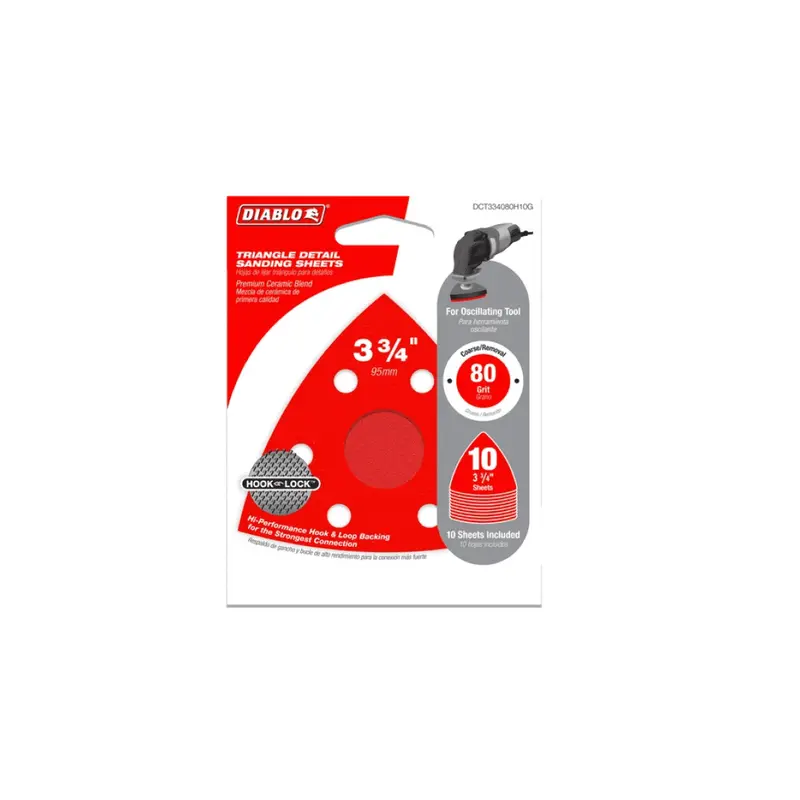 10-Pack Of 3.75-Inch 80-Grit Triangular Oscillating Sanding Sheets 1