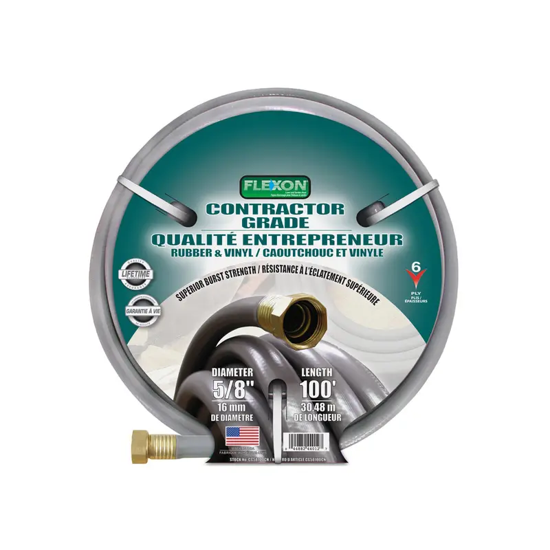 100-Foot Grey Contractor-Grade Water Hose With Crush-Proof Brass Fittings (5/8-Inch Id) 1