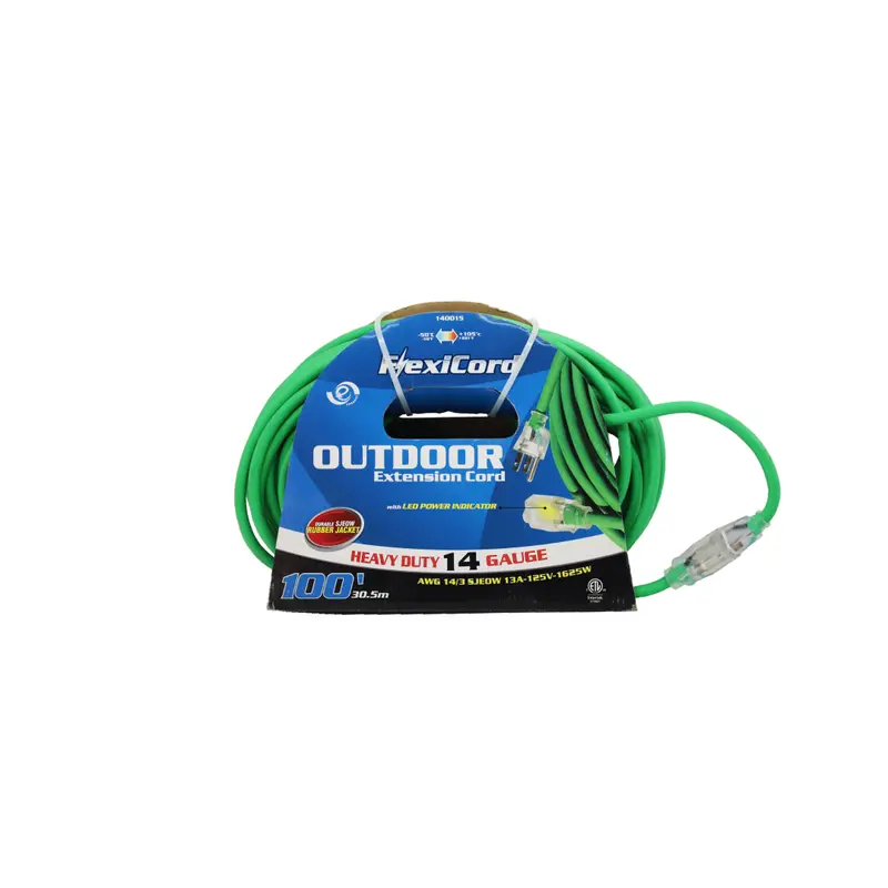 100-Foot Outdoor Extension Cord – 14/3 Gauge, Green Jacket 1