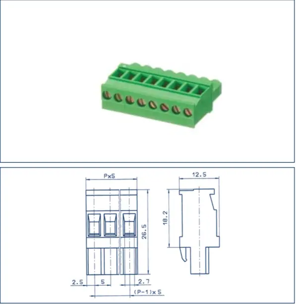 12-Pole Pluggable Pcb Terminal Block, 5.0Mm Pitch – Model 11330.1 1