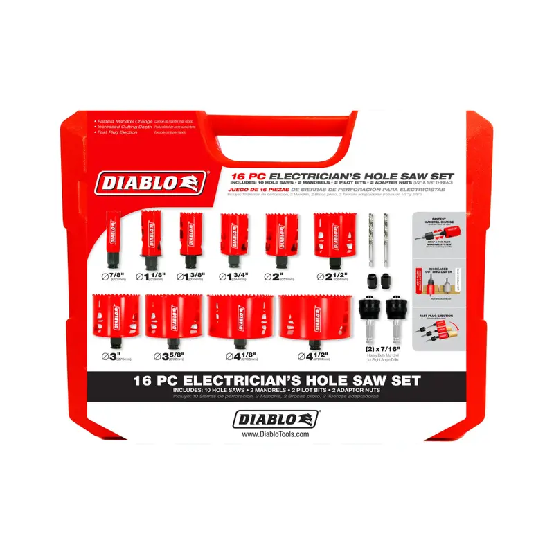 16-Piece Bi-Metal Hole Saw Kit – Electrician’S Multi-Material Set 1