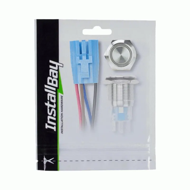 16Mm Momentary Stainless Steel Push Button Switch – White, With Latch & Wiring Harness 1