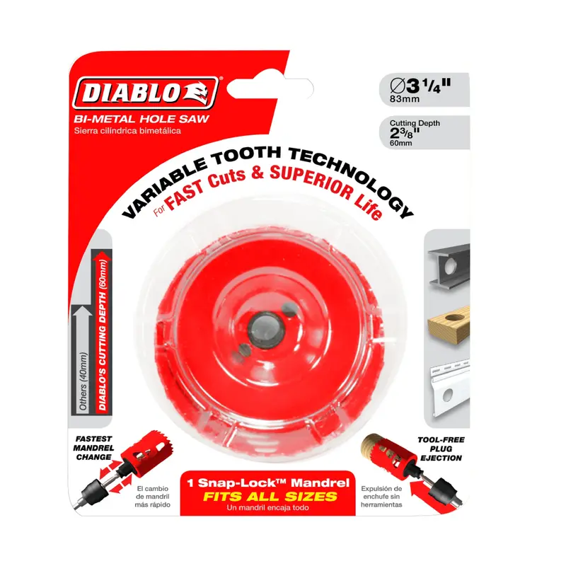 3.25-Inch Bi-Metal Hole Saw, Ideal For Tight-Space Applications 1