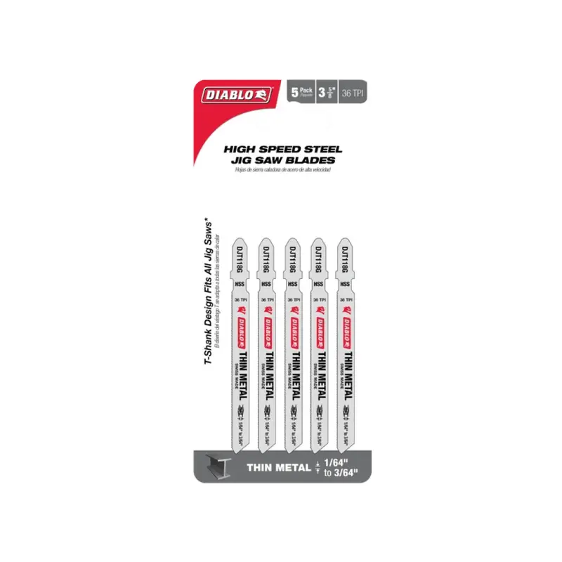 3-5/8 In. High-Speed Steel T-Shank Blades — 36 Tpi For Thin Metal (5-Pack) 1