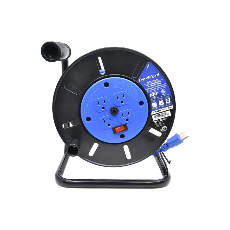 3-Foot Indoor Blue Gfci Extension Cord With 4-Tap Sjtw Plastic Reel 1