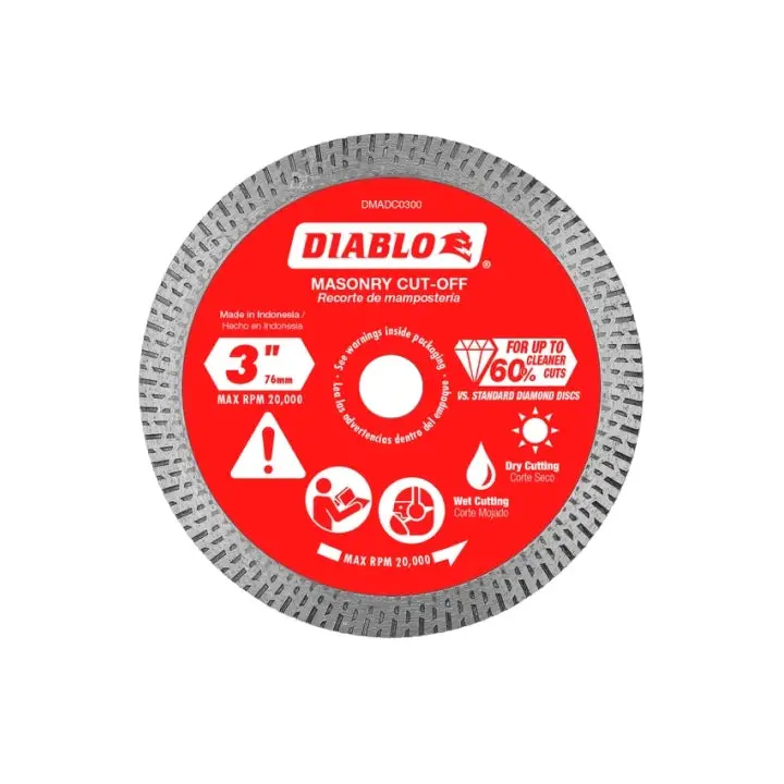 3-Inch Diamond Continuous Rim Cut-Off Disc For Masonry – Angle Grinder Compatible 1