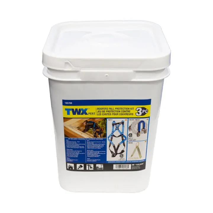 3-Piece Roofer Fall Protection Kit With Harness, Lanyard, And Anchor Point 1