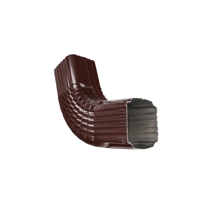 3" X 3" Chocolate Semi-Gloss Aluminum Gutter Square Elbow Fitting 1