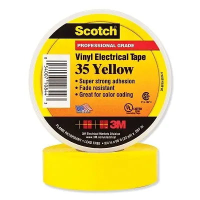 3M #35 Yellow Vinyl Electrical Tape – 0.5" X 60 Yd, Ul Listed 1