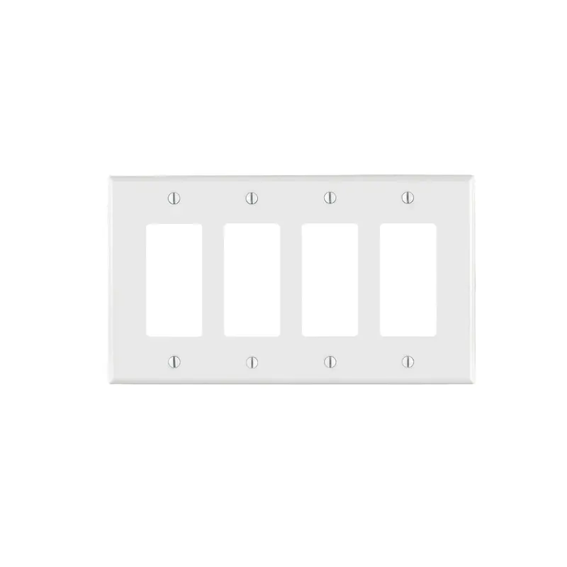 4-Gang Decora Wallplate – Thermoplastic Nylon Construction, White Finish, Model Pj264-W 1