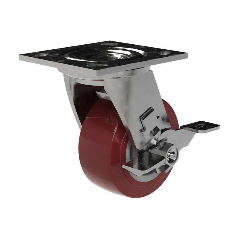 4-Inch Poly Hi-Tech Swivel Caster With Wheel-Lock Brake 1