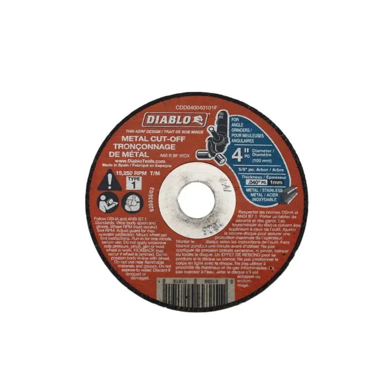 4" × 0.40" × 5/8" Metal Cutoff Wheel – Model Cdd040040101F 1