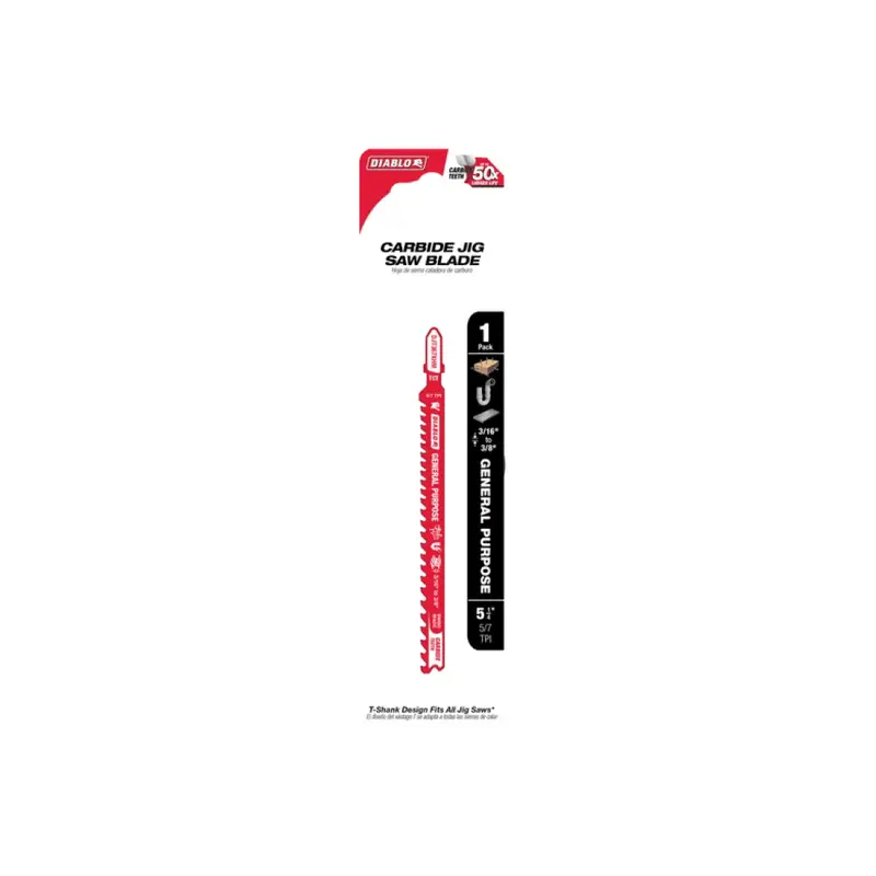 5-1/4 In. General-Purpose Carbide-Tipped Jig Saw Blade — 5/7 Tpi 1