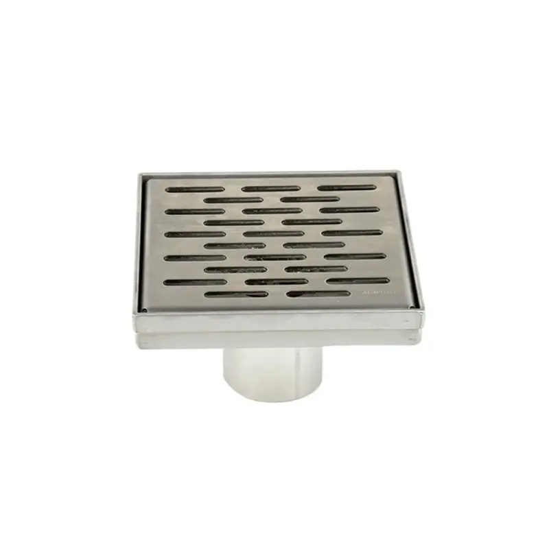 5.1-Inch Square Shower Drain With Grill-Style Stainless Steel Grid 1