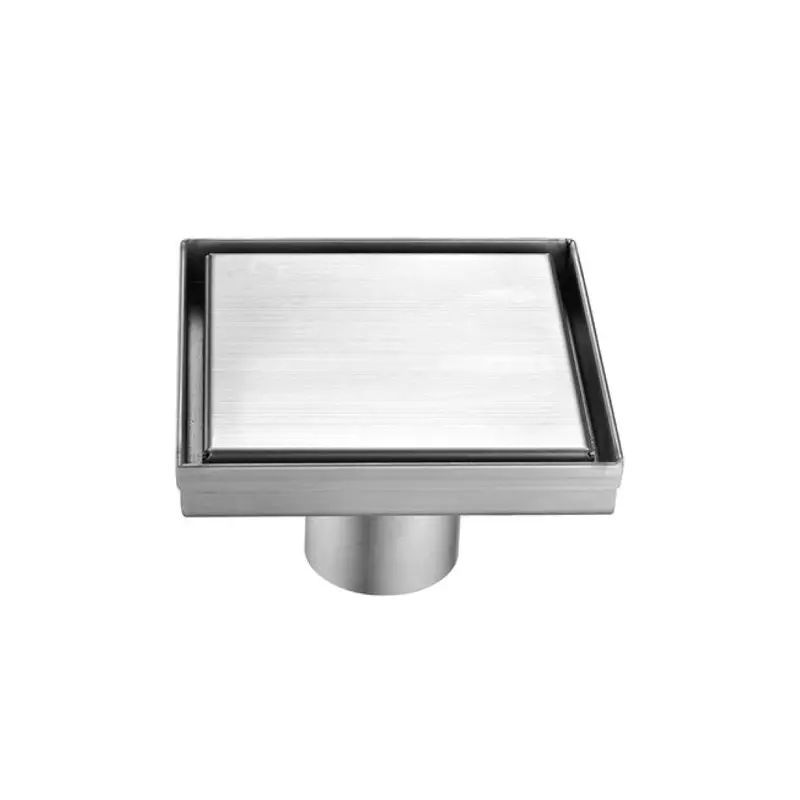 5.1-Inch Square Shower Drain With Solid Stainless Steel Grid 1