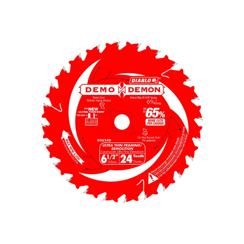 6-1/2-Inch 24-Tooth Ultra-Thin Kerf Framing & Demolition Circular Saw Blade 1