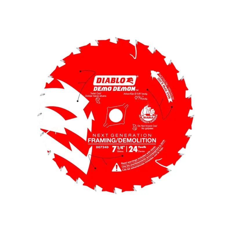 7-1/4-Inch 24-Tooth Demo Demon™ Circular Saw Blade – Demolition Use 1