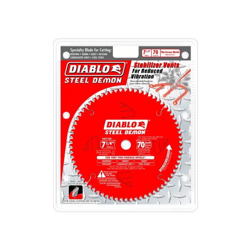 7-1/4-Inch 70-Tooth Steel Demon Carbide-Tipped Circular Saw Blade – Metal Only 1