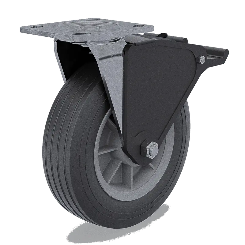8-Inch Flat-Free Field Caster With Integrated Wheel Lock Brake Kit 1