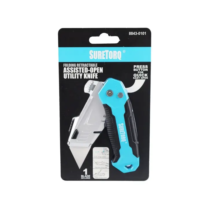 8843-0101Ca Suretorq Folding Retractable Utility Knife – Assisted-Open Mechanism 1