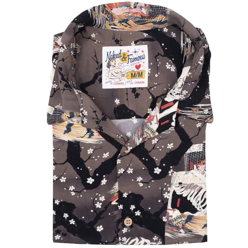 Aloha Shirt Skeleton Motif In Dark Grey 1