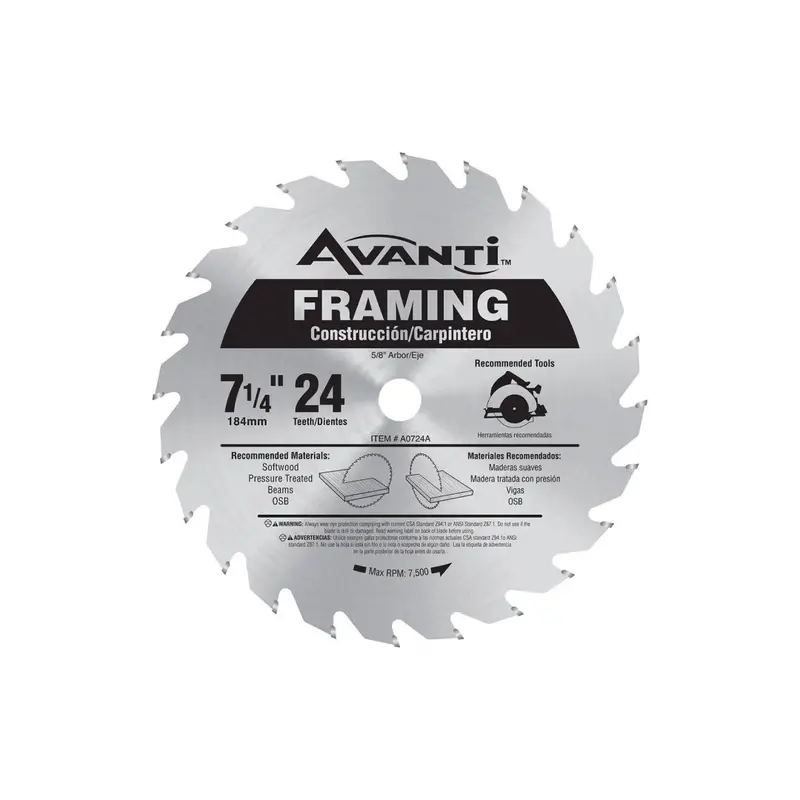 Avanti A0724A – 7.25-Inch X 24-Tooth Framing Saw Blade 1