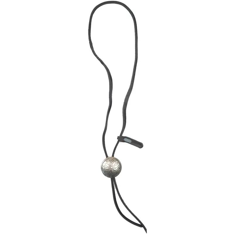 Black Leather Bolo Tie Featuring 1½" Concho Accent 1