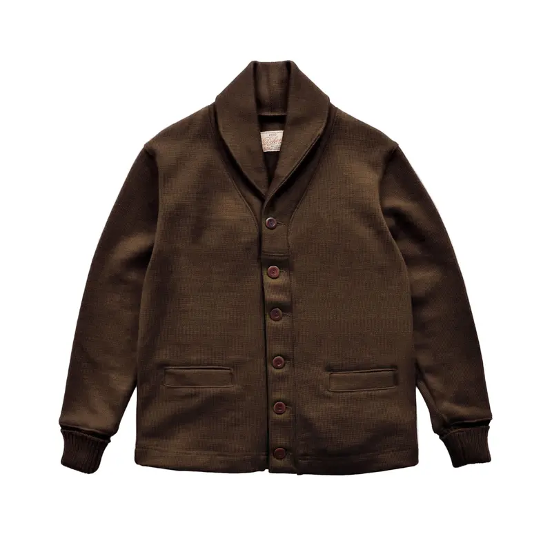 Brown Wool Shawl Collar Sweater Coat 1