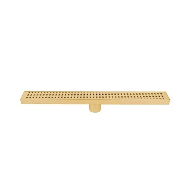 Brushed Gold Slot-Grid Linear Shower Drain, 2-Inch Depth, 24" × 2-3/4" × 2-3/4" – Model 188090 1
