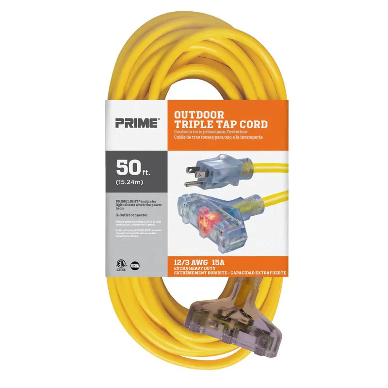 Ec611830 – 50-Foot 12/3 Sjtw Yellow Extension Cord Featuring Primelight® – Prime Wire & Cable 1