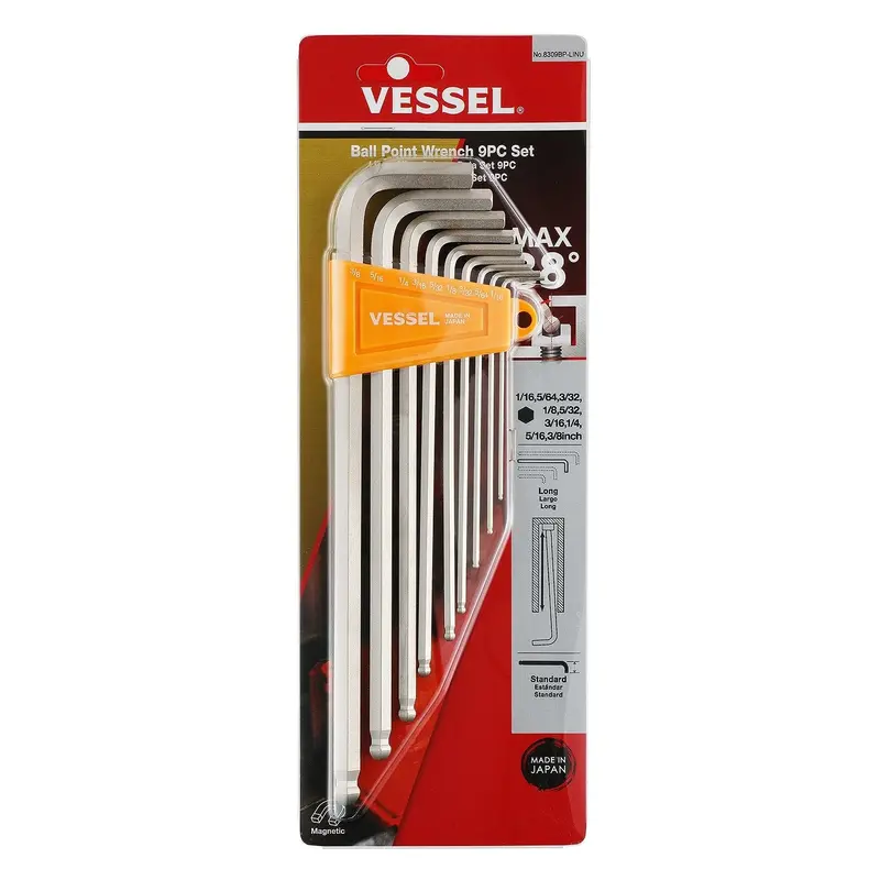 Extended-Length Ball-Point Hex Key Set – 9-Piece, Sae – Model 8309Bplinu 1
