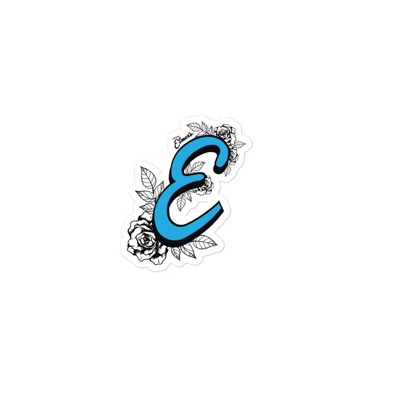 Floral-Themed "E" Vinyl Sticker 1