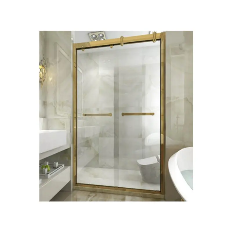 Frameless Sliding Shower Door With Tempered Glass And Stainless Hardware 1