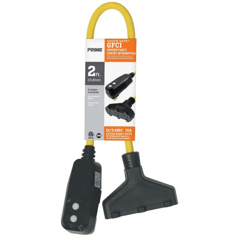 Gf420802 – 2-Foot 12/3 Sjtw Yellow Triple-Tap Gfci Adapter – Prime Wire & Cable 1