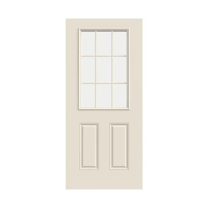 Half-View 9-Light Steel Exterior Entry Door With Two Glass Panels 1