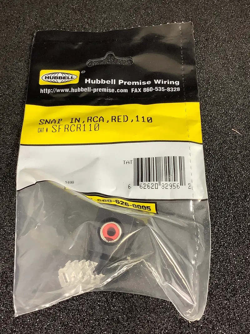 Hubbell Sfrcr110 Snap-In Rca Jack – Panel-Mount Audio Connector With Strain Relief 1