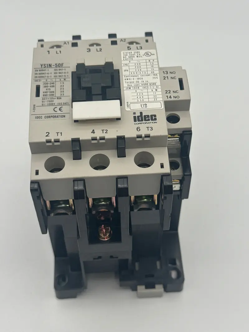 Idec Ys1N-50F11A240: 240V Ac, 50A Three-Pole Contactor With 1 Nc + 1 No Auxiliary Contacts 1