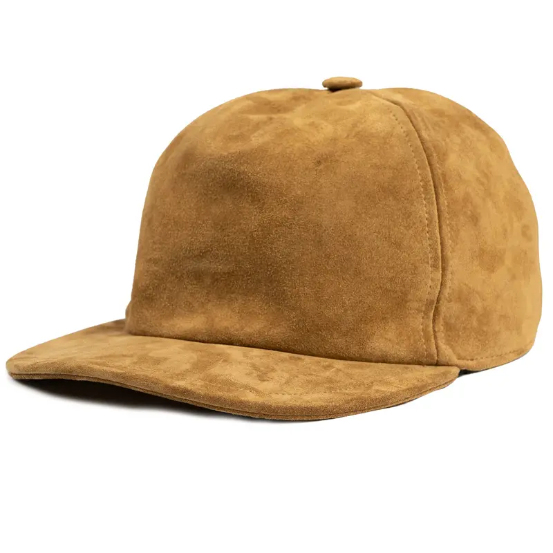 Italian Suede Cap In Golden Brown 1