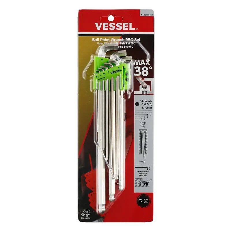 Long-Style Stubby Ball-Point Hex Key Set – 9-Piece, Metric – Model 8209Bplu 1
