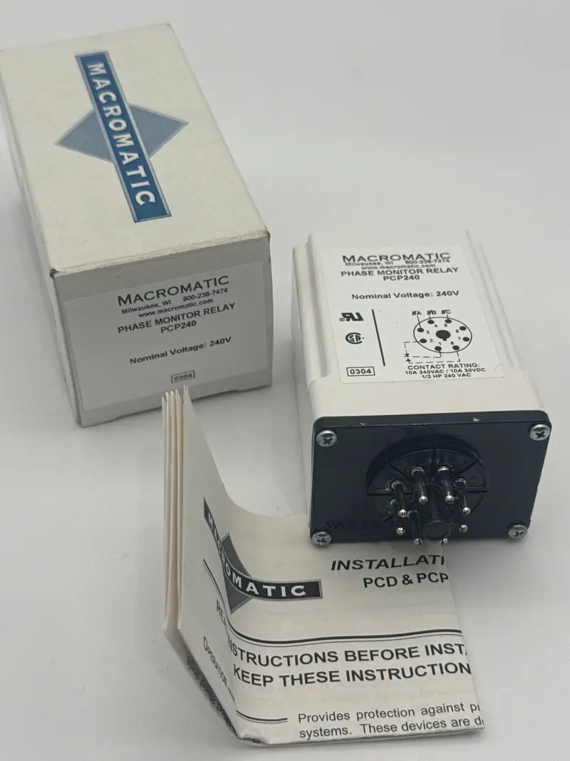 Macromatic Pcp240: 240 Vac Phase Monitoring Relay — Spdt Output, 8-Pin Octal Base 1