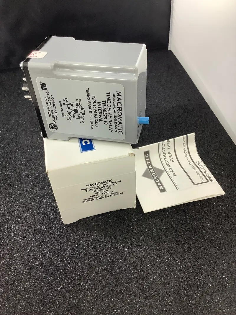 Macromatic Tr50528-10 Dpdt Interval Relay – 24 Vac/Dc, 1.8–180 Second Timing Range 1