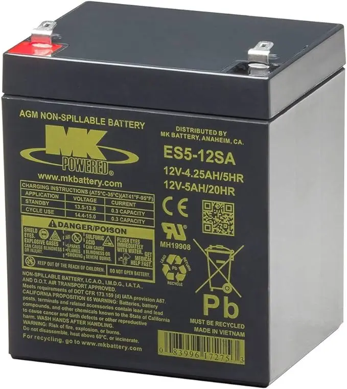 Mk Battery Es5-12Sa 12V 5Ah Sealed Lead-Acid Battery – 0.187" Tabs 1