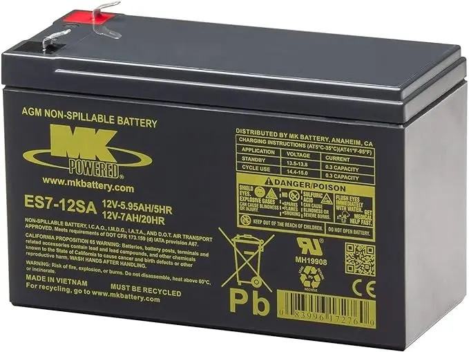 Mk Battery Es7-12Sa 12V 7.2Ah Sla Battery With 0.187" Terminal Tabs 1