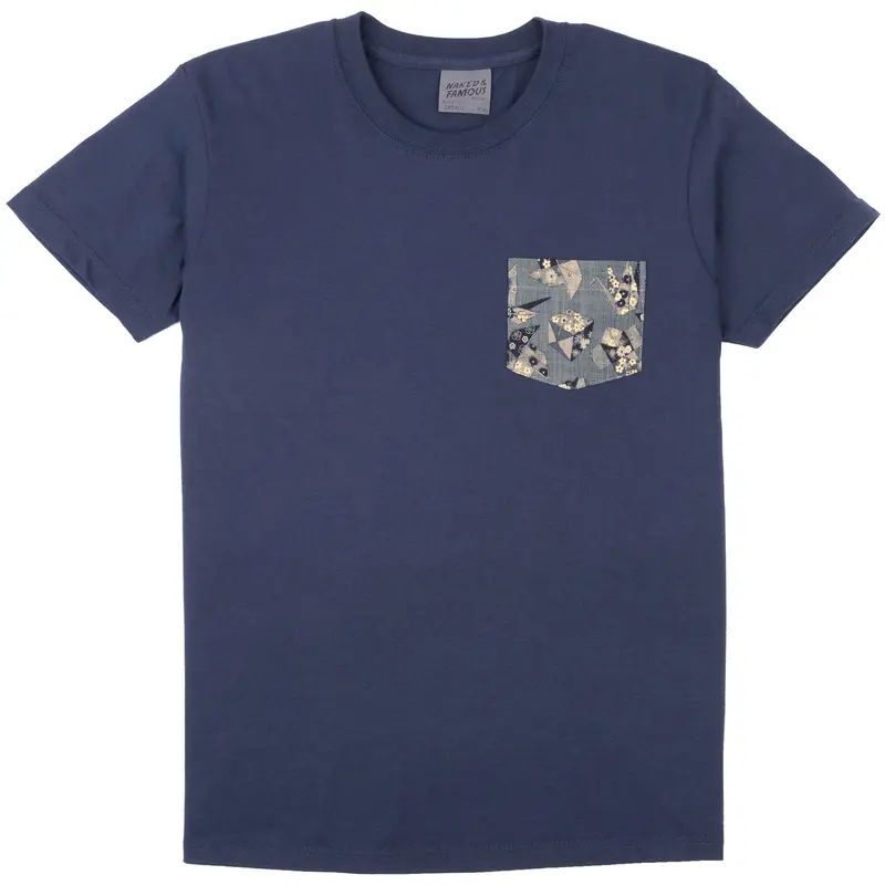 Navy Origami Poplin Pocket T-Shirt 1