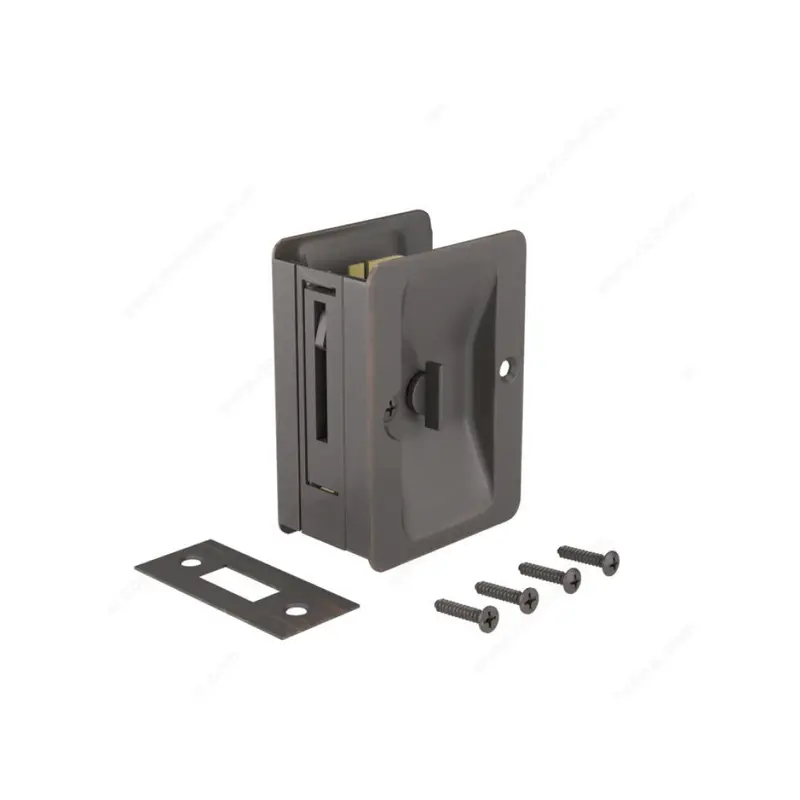 Oil-Rubbed Bronze Rectangular Pocket Door Pull 1