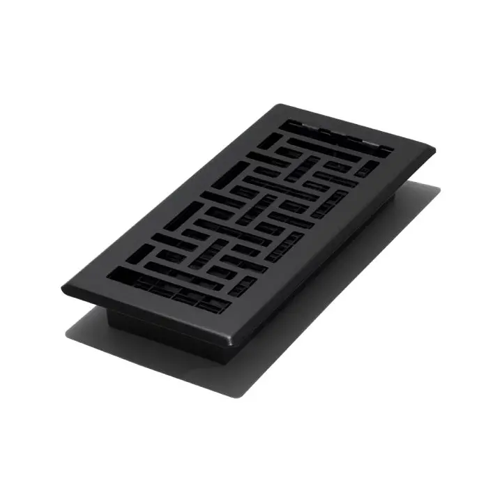 Oriental Steel Floor Register – 4" X 10", Matte Black Painted Finish 1