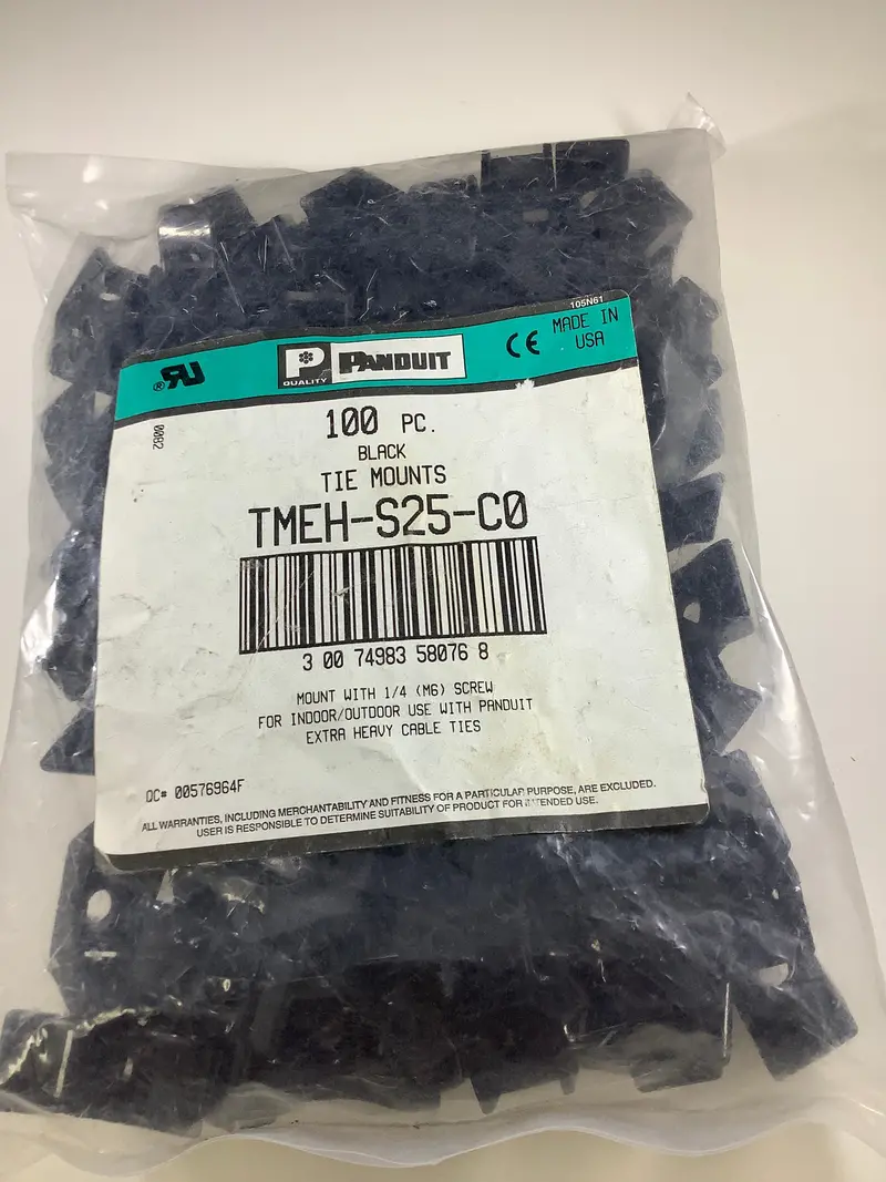 Panduit Tmeh-S25-C0 Dual-Screw Cable Tie Holder – Black, Pack Of 100 1