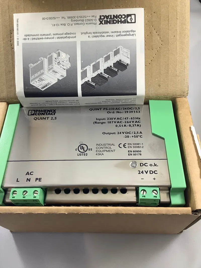 Phoenix Contact Quint-Ps-230Ac/24Dc/2.5 Power Supply – 230V Ac Input, 24V Dc Output, 2.5A 1